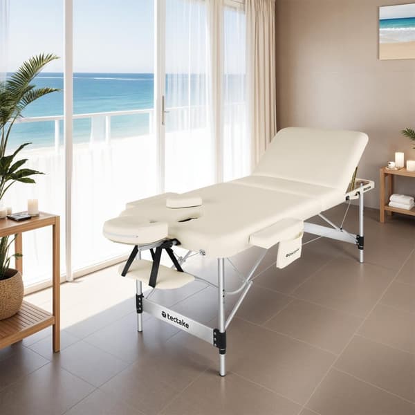 3 zons massagebänk Ko Tao med aluminiumram, inklusive bärväska - beige