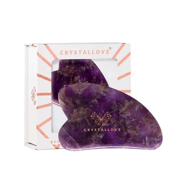 CRYSTALLOVE Amethyst Gua Sha -kasvohierontatyökalu - Ametisti gua sha -kasvohierontalevy