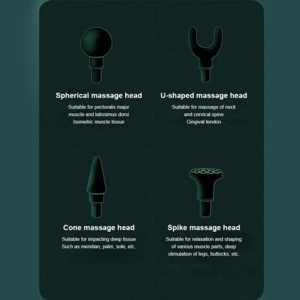 Muskelmassagepistol, minificka massageapparat 32 hastigheter flytande kristallmassager, djupvävnadsmassageapparat med 4 massagehuvuden