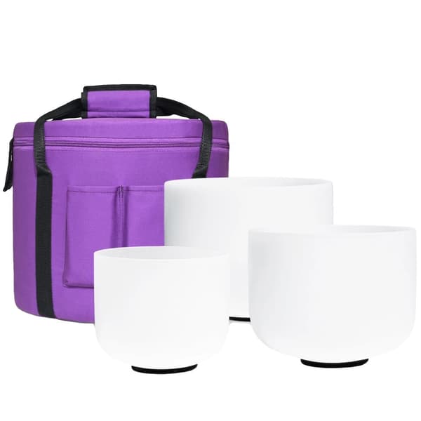 Krystal Sangskåle, 8" A, 10" F, 12" C,432Hz med taske