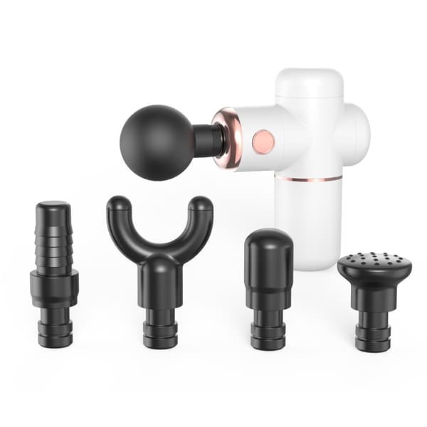 XO massagepistol med 3000 mAh batteri og 5 massagehoveder - Hvid