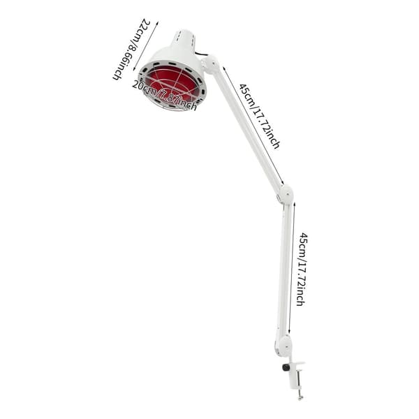 Infrarød lampe, 275W effekt, klipsdesign, 180° justerbar vinkel,HVID, 220V