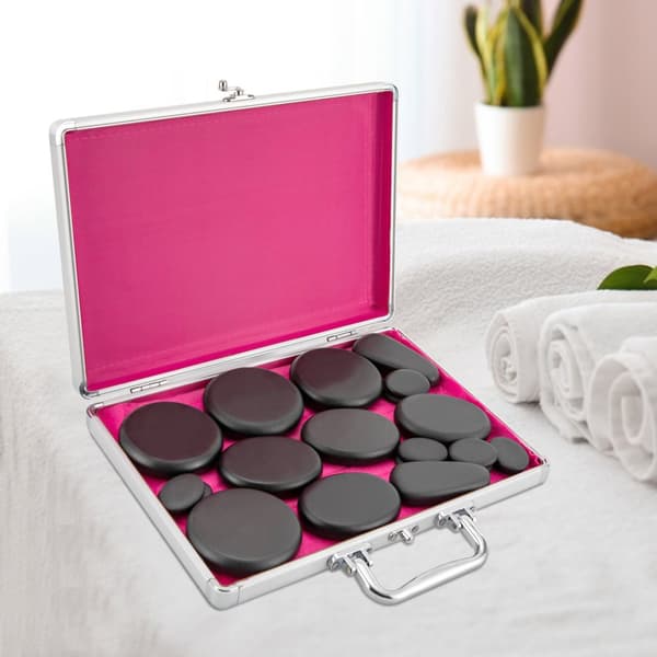 Hot Stone Massage Varmer, 4 Runde Sten, 4 Ovale Sten