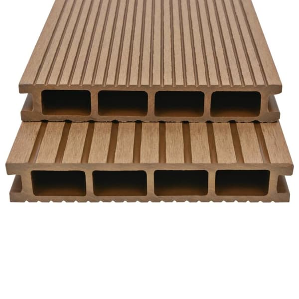vidaXL WPC ihåliga golvplattor med tillbehör 10 m² 2,2 m teak