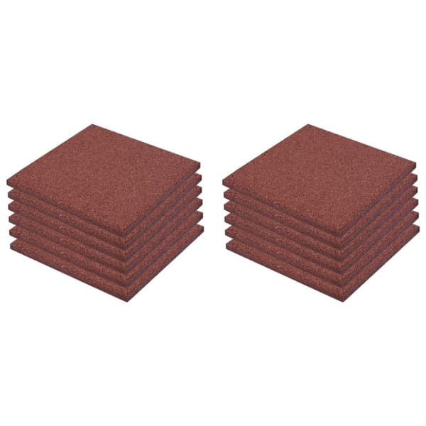 vidaXL Fallskyddsmattor 12 st gummi 50x50x3 cm röd