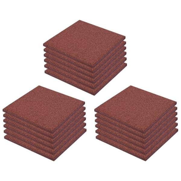 vidaXL Fallskyddsmattor 18 st gummi 50x50x3 cm röd