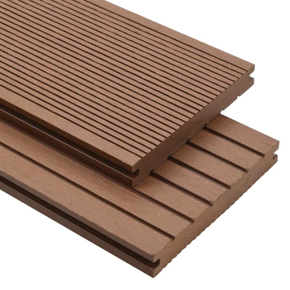vidaXL massive terrassebrædder med tilbehør WPC 15 m² 4 m lysebrun