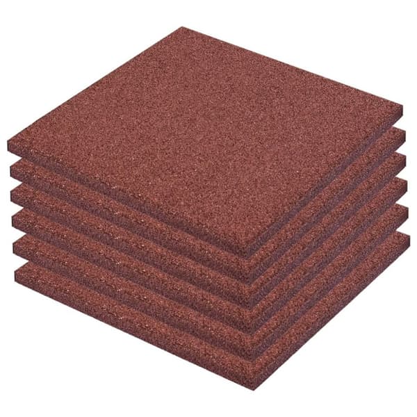 vidaXL Fallunderlag 6 stk gummi 50x50x3 cm rød