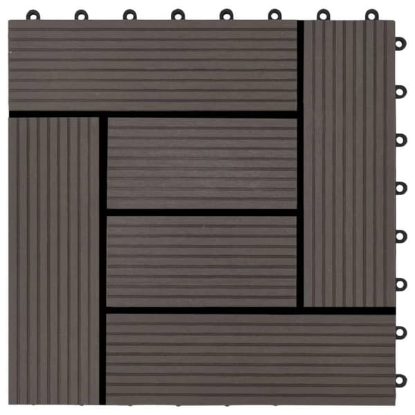 vidaXL Terrassebord 22 stk 30x30 cm 2 kvm WPC mørkebrun