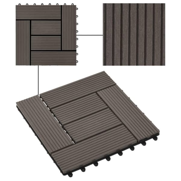 vidaXL terrassefliser 22 stk. 30 x 30 cm 2 m2 WPC mørkebrun