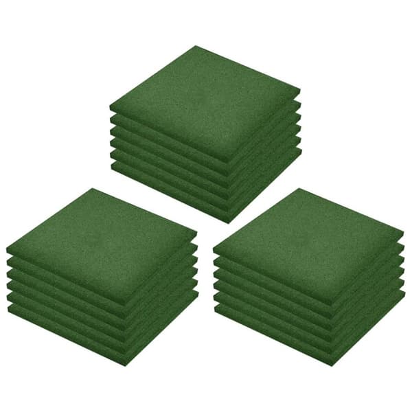 vidaXL Fallunderlag 18 stk gummi 50x50x3 cm grønn