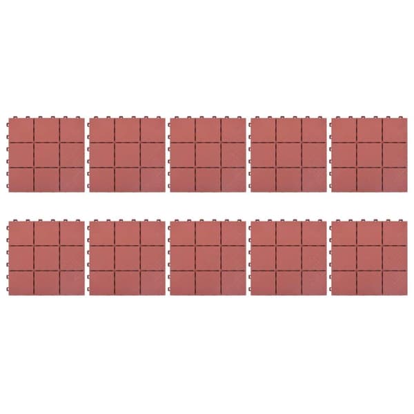 vidaXL Trall 10 st röd 30,5x30,5 cm plast