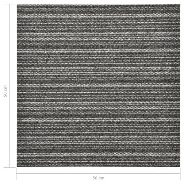 vidaXL Tekstiililaatta 20 kpl 5 m² 50x50 cm raidallinen antrasiitti