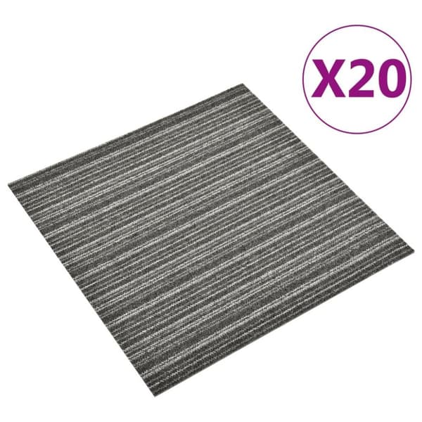 vidaXL Tekstiililaatta 20 kpl 5 m² 50x50 cm raidallinen antrasiitti
