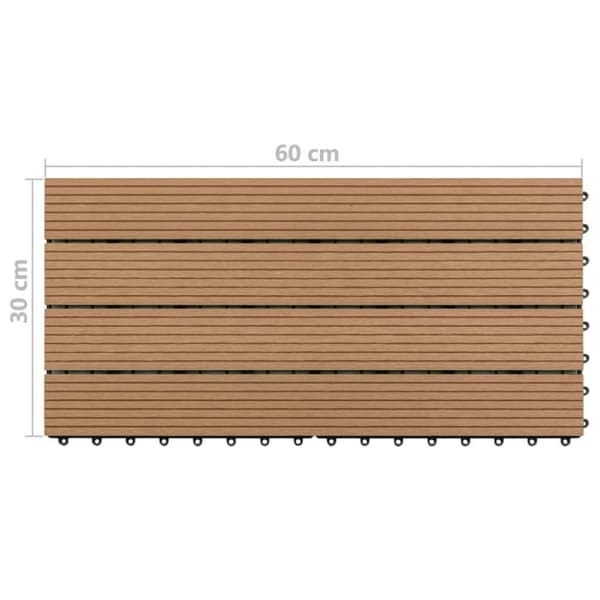 vidaXL terrassefliser 6 stk. 60x30 cm 1,08 m² WPC brun