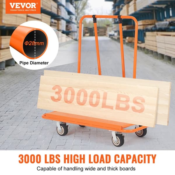 Pladevogn, 1360 kg kapacitet, universelle hjul, 3000 LBS