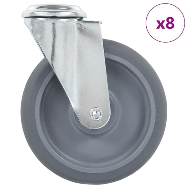 drejehjul med bolthul 8 stk. 125 mm