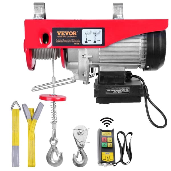 VEVOR Elektrisk Talje, 600 kg Lastkapacitet, 12 meter Løftehøjde, 1150W Motor