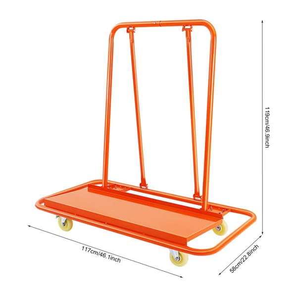 Heavy Duty Gipspladevogn, 1000 kg Belastningsevne, Holdbar Stål Konstruktion, Stille Nylon Hjul