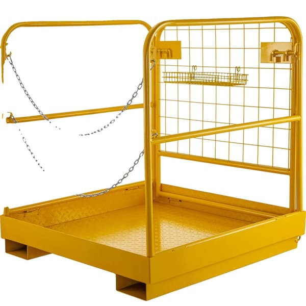 Gaffeltruckssäkerhetsbur, kraftig stålkonstruktion, 500 kg kapacitet, hopfällbar design