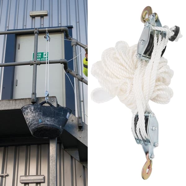 Hissblocksystem, hög lastkapacitet 4000LB, hållbar galvaniserad stål, lång 20m rep