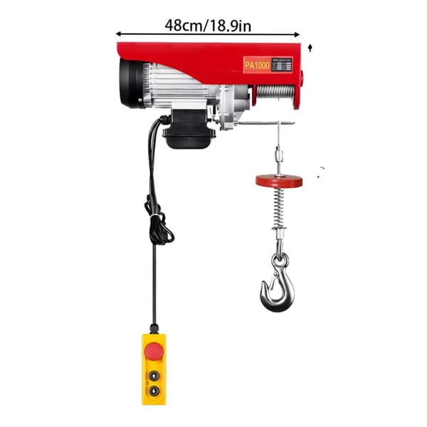 Elektrisk Wire Rope Winch, 1600W Effekt, 1000kg Lastkapacitet,Röd