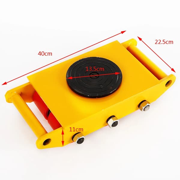 Heavy Duty Maskindolly Skate, 12T Belastningsevne, 360° Rotation,8T Gul