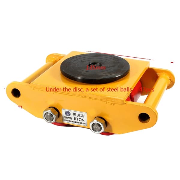 Heavy Duty Maskindolly Skate, 12T Belastningsevne, 360° Rotation,6T Gul