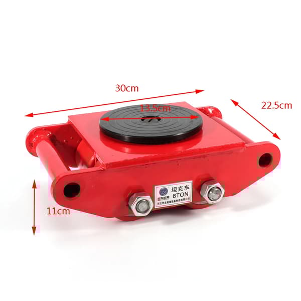 Heavy Duty Maskindolly Skate, 12T Belastningsevne, 360° Rotation,6T Rød