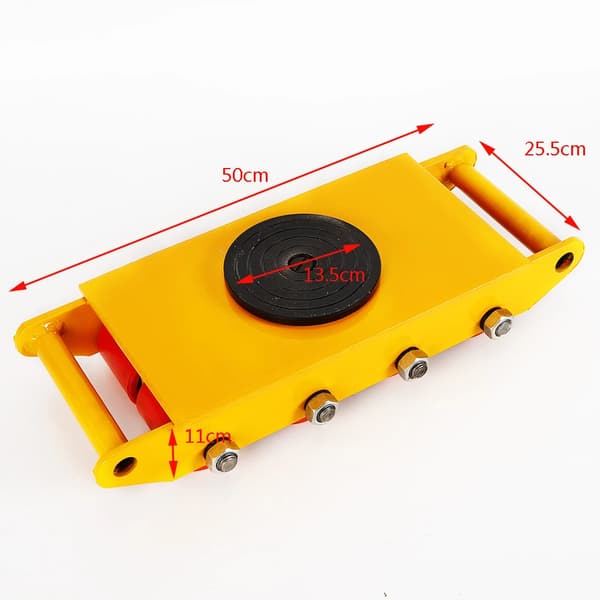 Heavy Duty Maskindolly Skate, 12T Belastningsevne, 360° Rotation,12T Gul