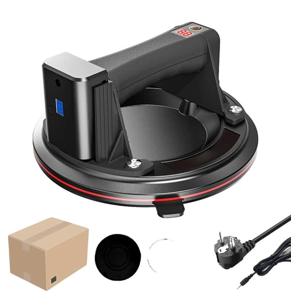 Elektrisk vakuum sugekop, 200 kg belastningskapacitet, gummimateriale, intelligent LED-display,Sort pap