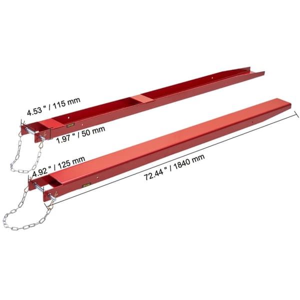Pallegaffeludvidelser, Belastningskapacitet 4000 lbs, Kompatible gafler 4,2 tommer, Holdbart Q235 kulstofstål,72tommer