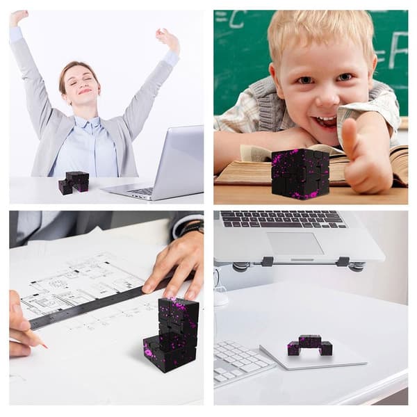 Fidget Toy Avslappning Infinite Cube Metall Flip Kub Svart-Gul
