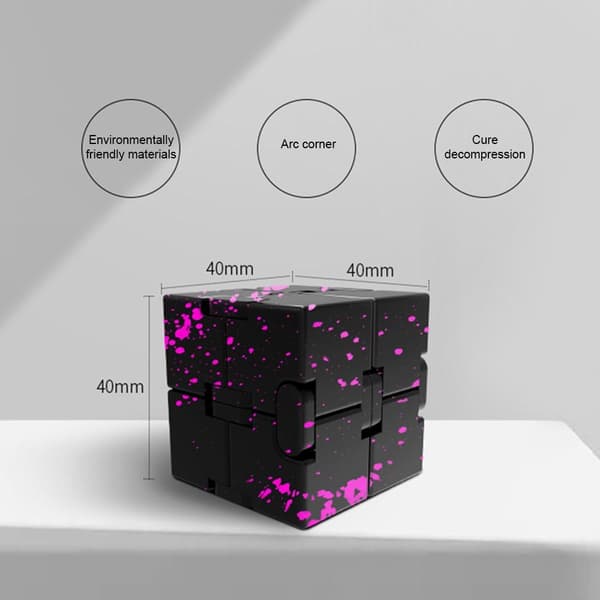 Fidget Toy Avslappning Infinite Cube Metall Flip Kub Svart-Gul