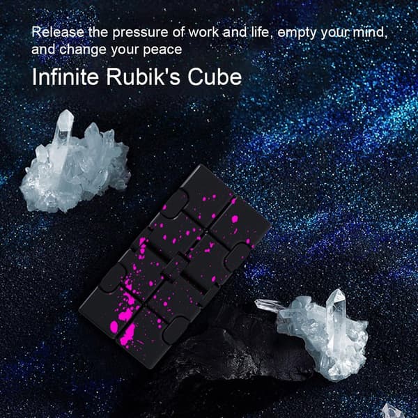Fidget Toy Avslappning Infinite Cube Metall Flip Kub Svart-Gul