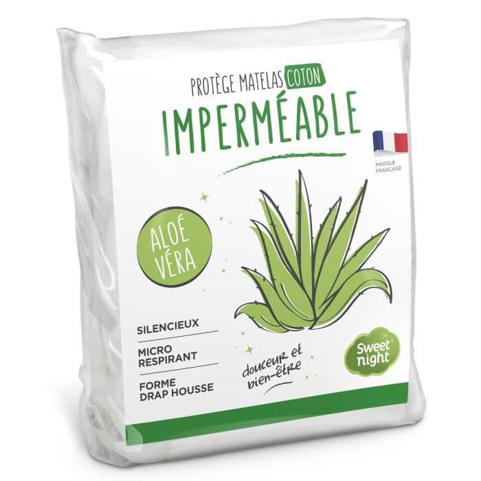 Sweetnight - Aloe Vera Madrassskydd 160x200 cm | Vattentät och mikroventilerande underlägg | Frotté 100% bomull