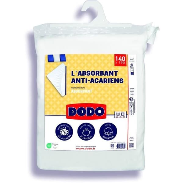 Absorberande madrassskydd - 140x190 cm - bomull - Anti -Mite