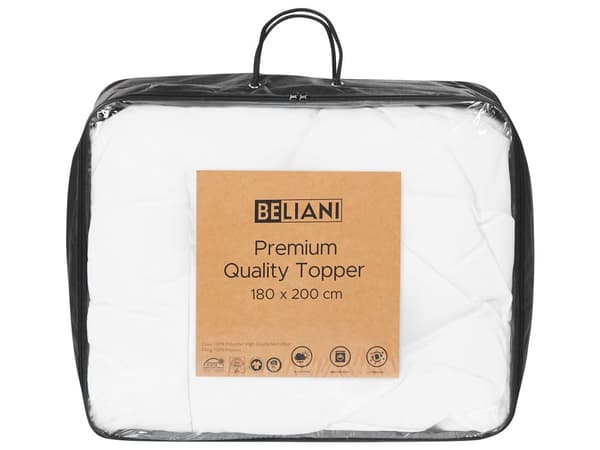 Topmadras Hvid Mikrofiber Super King Size 180 x 200 cm 4 cm Dyb