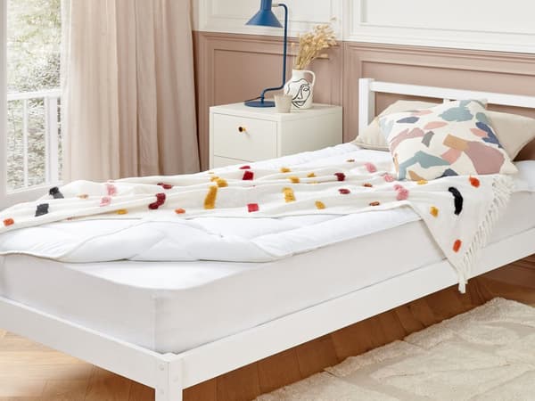 Topmadras Hvid Mikrofiber 90 x 200 cm 2,5 cm Dyb