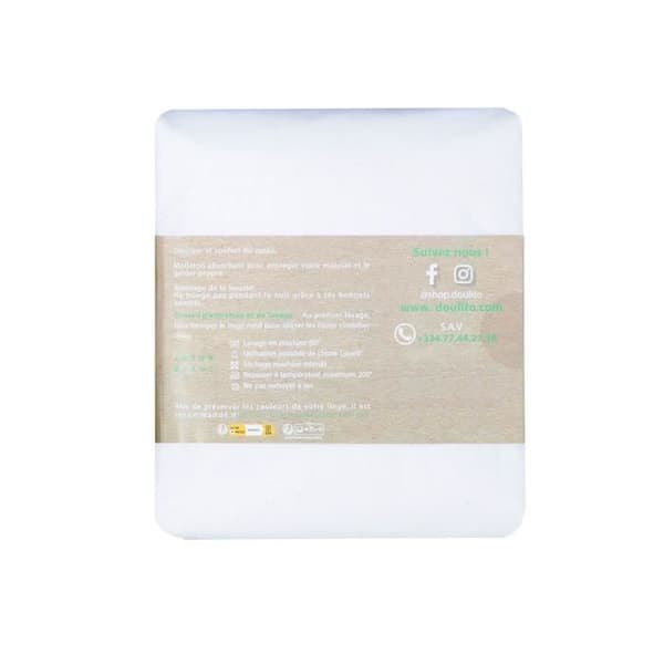 Madrasskydd - DOULITO - 140x190 cm - Bomull - Vit - Tillverkat i Frankrike