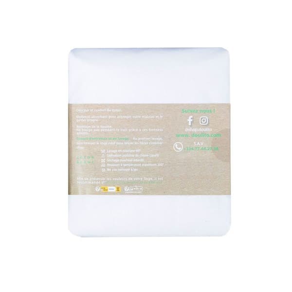 Madrasskydd - DOULITO - 90x190 cm - Naturlig bomull - Vit