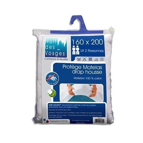 Nuit des Vosges 2060836 Renaud Vit Fleece / Bomull Absorberande Madrassskydd 200 x 160 cm