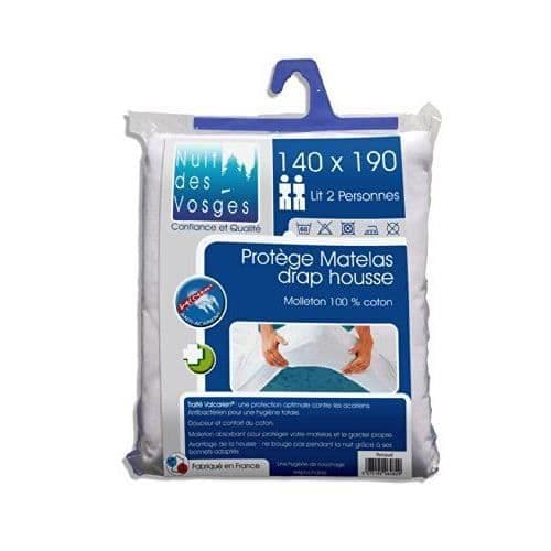 Nuit des Vosges 2060829 Renaud Vit Fleece / Bomull Absorberande Madrassskydd 190 x 140 cm