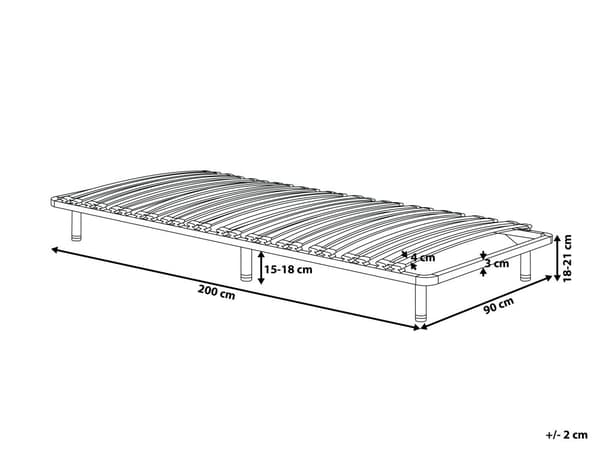 Frittstående Sengebunn 90 x 200 cm Enkeltstørrelse Massivtre Lameller Metallramme på Bena