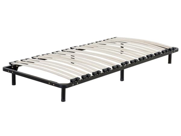 Frittstående Sengebunn 90 x 200 cm Enkeltstørrelse Massivtre Lameller Metallramme på Bena