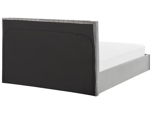 Polstret Seng Grå Fløyel 160 x 200 cm Oppbevaring Sengegavl Luksuriøst Elegant Moderne for soverom