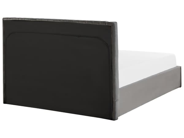 Polstret Seng Grå Fløyel 140 x 200 cm Oppbevaring Sengegavl Luksuriøst Elegant Moderne