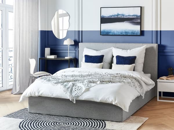 Osmansk Seng Grå 160 x 200 cm Sengegavl Oppbevaring Moderne Design
