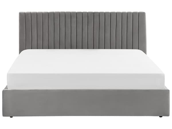Polstret Seng Grå Fløyel 180 x 200 cm Oppbevaring Sengegavl Luksuriøst Elegant Moderne for soverom