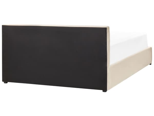 Seng Lysebeige Fløyelspolstring Dobbeltseng 160 x 200 cm Tuftet Sengegavl Oppbevaringsfunksjon